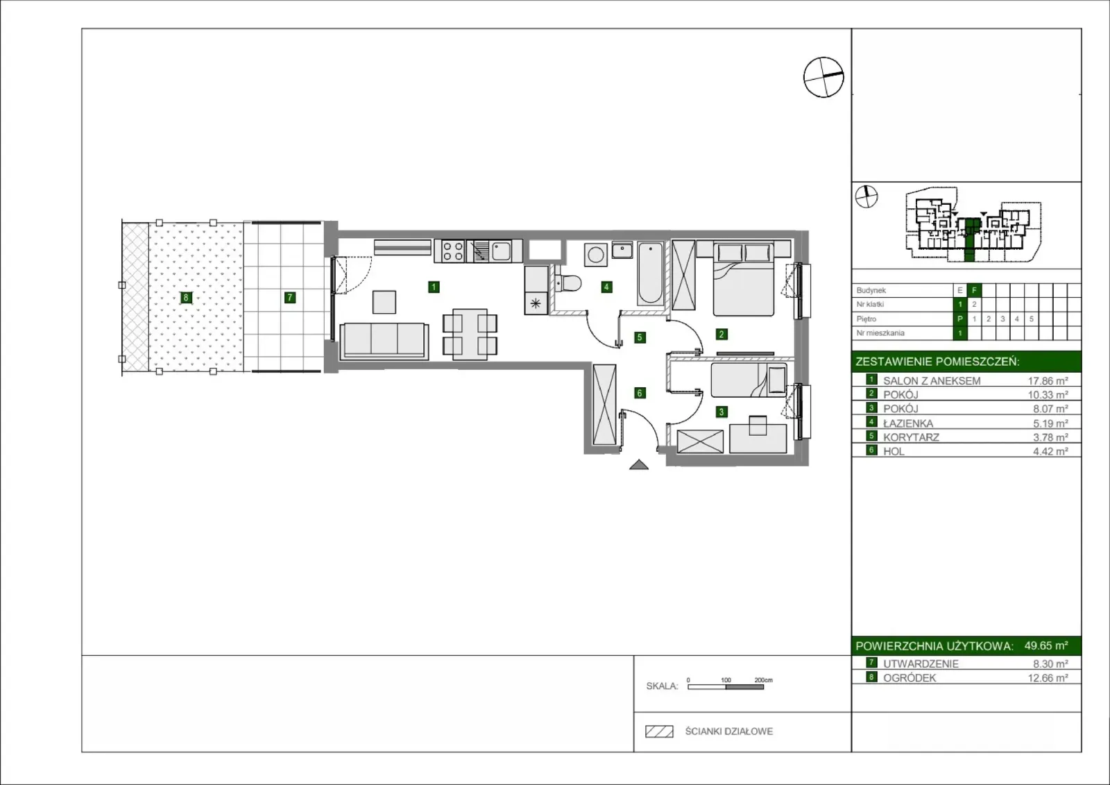 Floor plan: Apartment no. F1