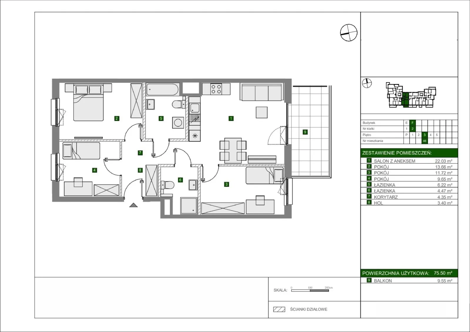 Floor plan: Apartment no. F46