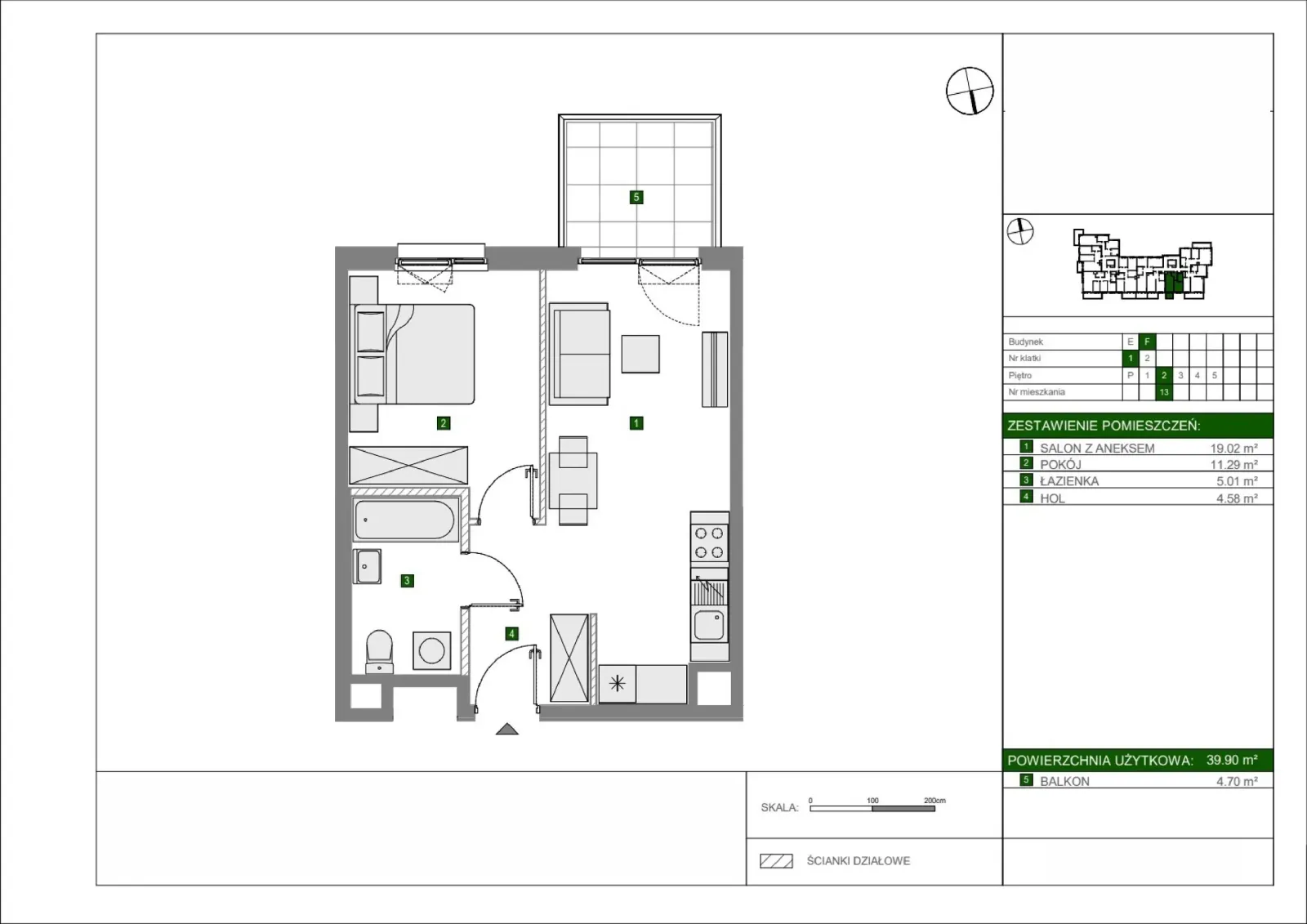 Floor plan: Apartment no. F13