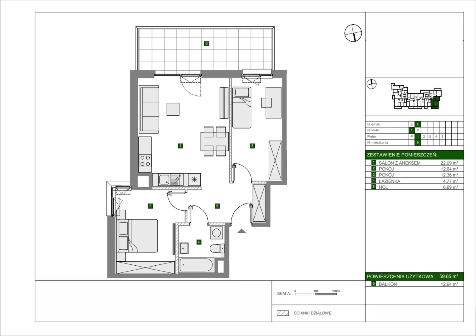 Floor plan: Apartment no. F9