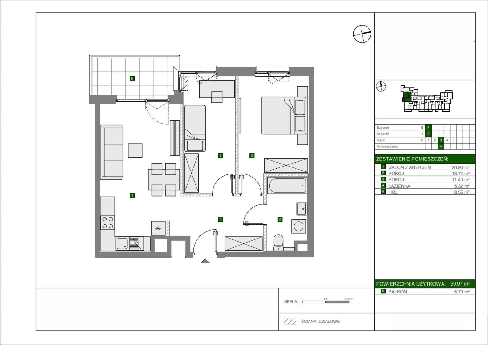 Floor plan: Apartment no. F44