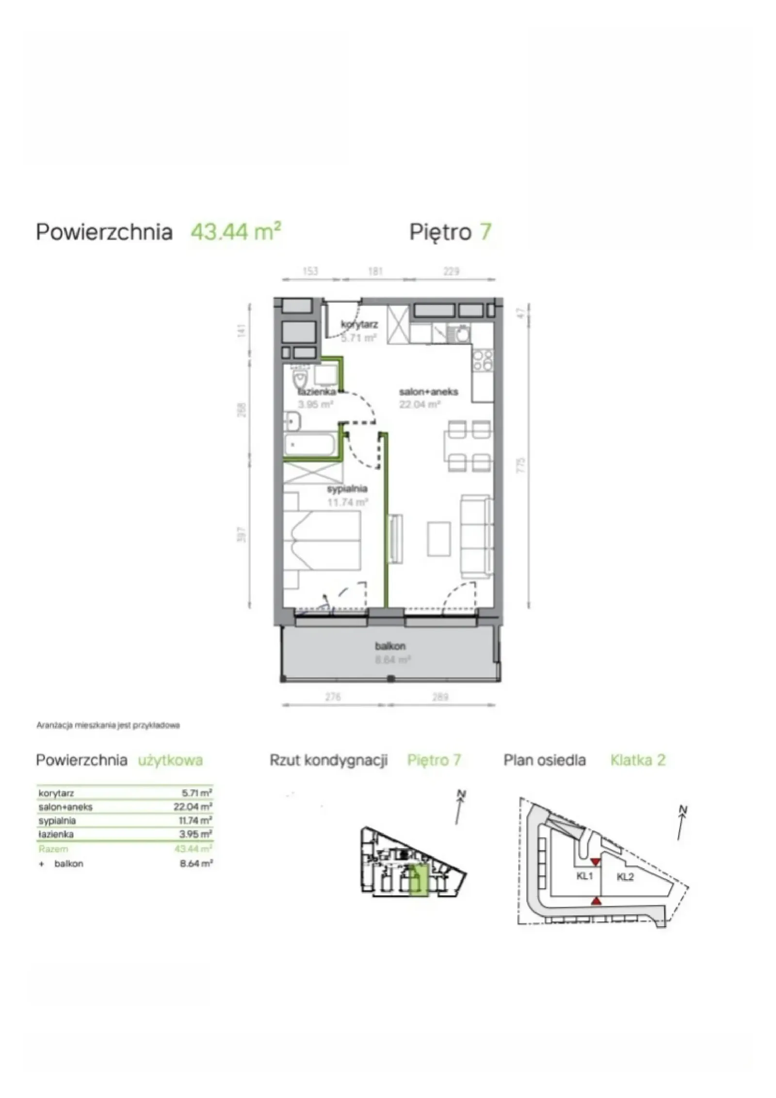 Floor plan: Apartment no. K2/7/32