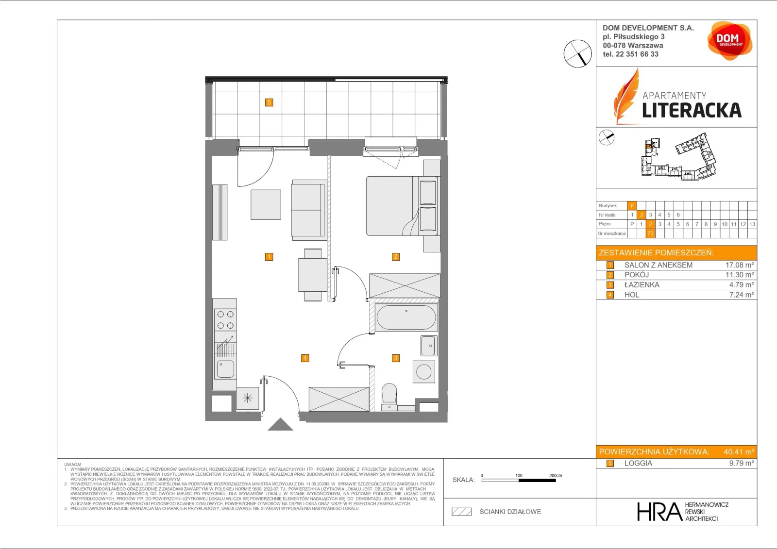 Floor plan: Apartment no. F73