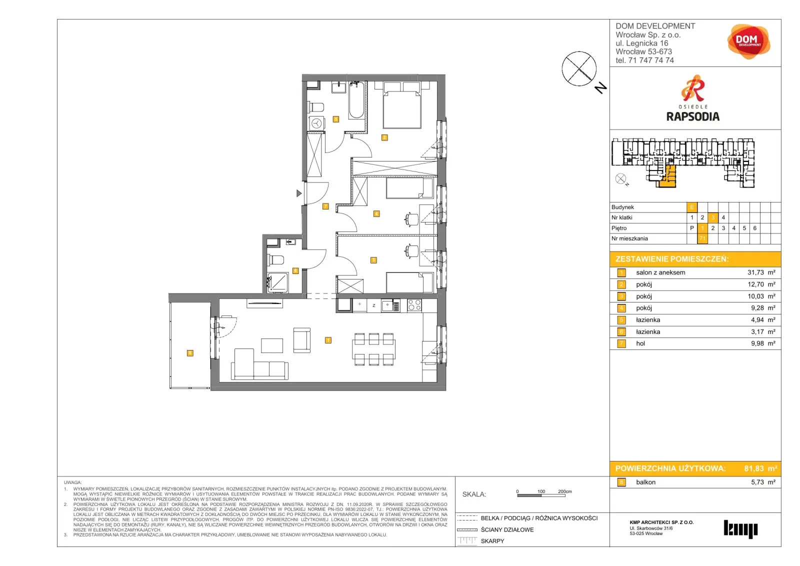 Floor plan: Apartment no. E71