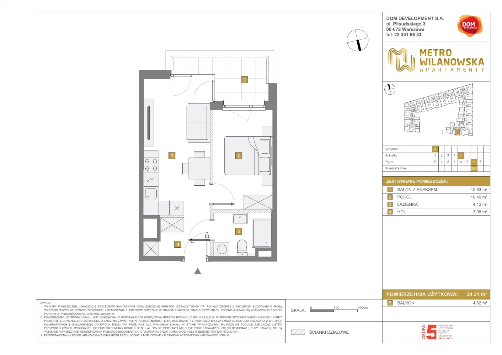 Floor plan: Apartment no. A280